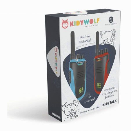 Kidywolf - Walkie-Talkies mit Taschenlampe blau/rot