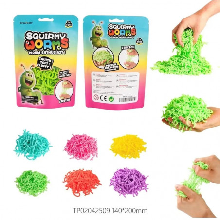 Squirmy Worms 40 grams in bag, 6 color assorted