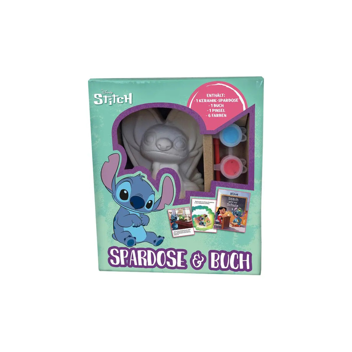 Disney Stitch: Spardose Buch Pinsel Farb