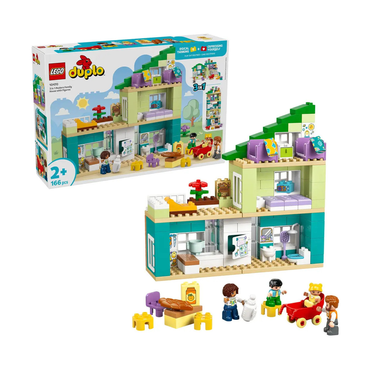 Modernes Familienhaus mit Figuren – 3-in-1-Set