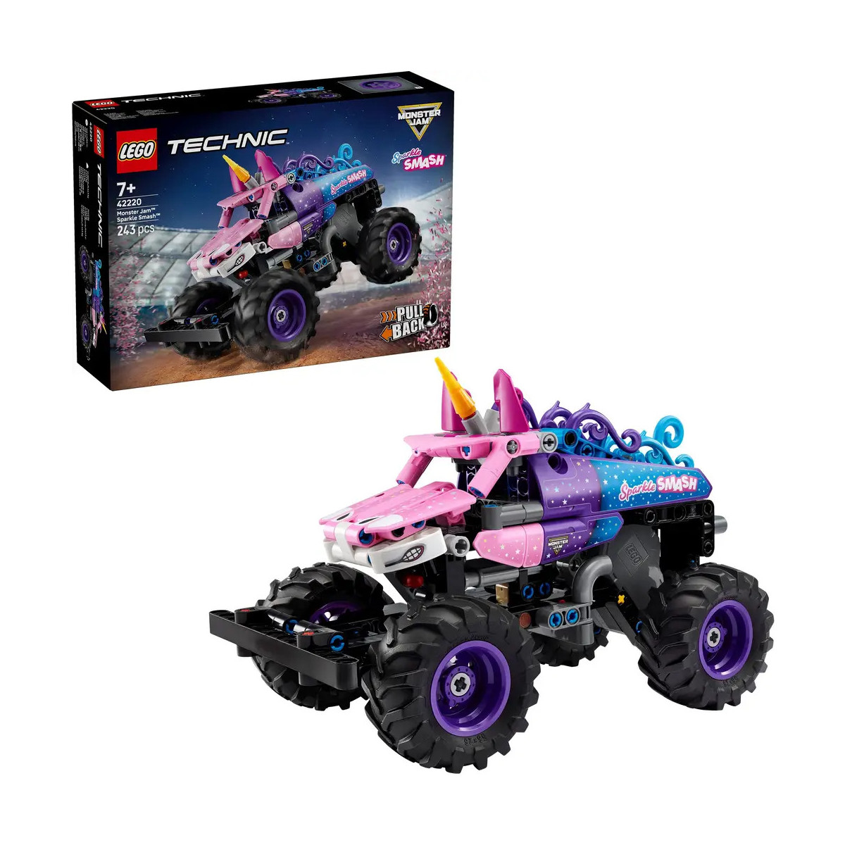 Monster Jam™ Sparkle Smash™ mit Rückziehmotor