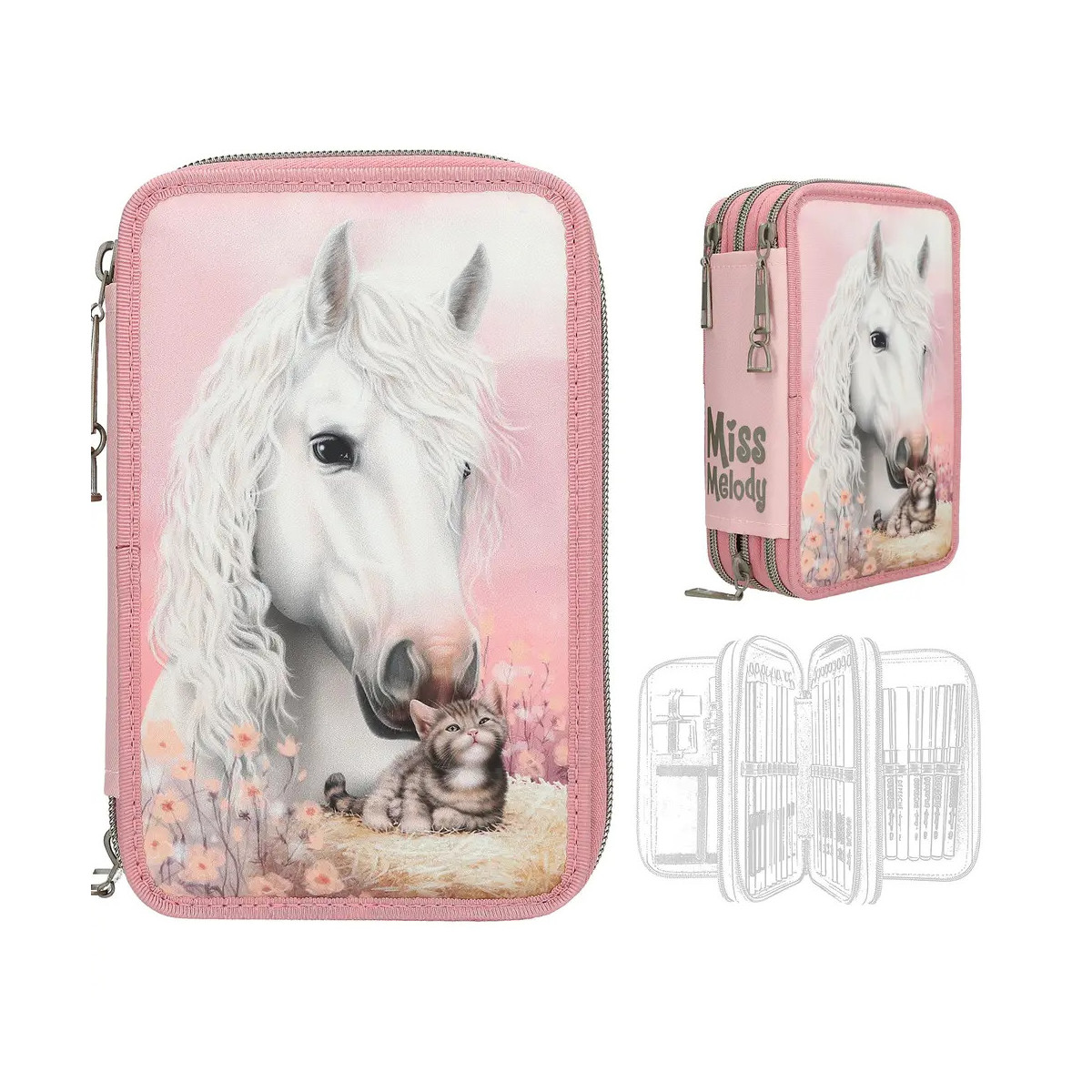 Miss Melody 3 Fach Federtasch