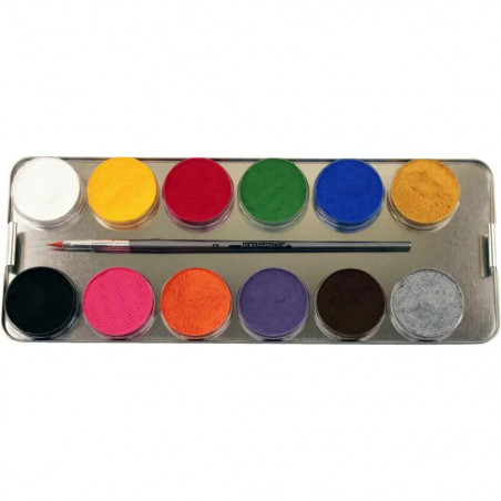 EULENSPIEGEL Schminkpalette 24 Farben 26 Teile Metalletui