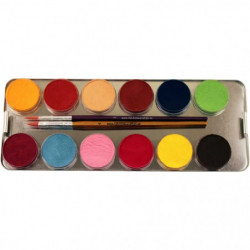 EULENSPIEGEL Schminkpalette 24 Farben 26 Teile Metalletui
