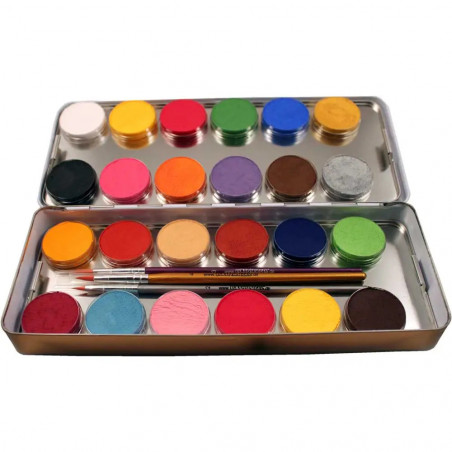 EULENSPIEGEL Schminkpalette 24 Farben 26 Teile Metalletui