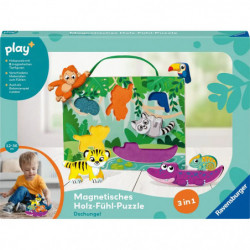 Play+ Magnetisches Holz-Fühl-Puzzle: Dschungel
