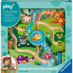 Play+ Magnetisches Holz-Labyrinth: Dschungel