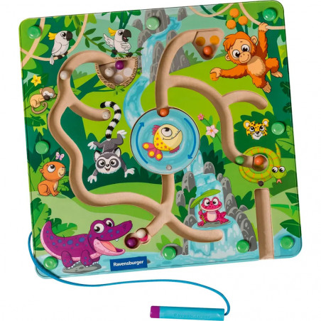 Play+ Magnetisches Holz-Labyrinth: Dschungel