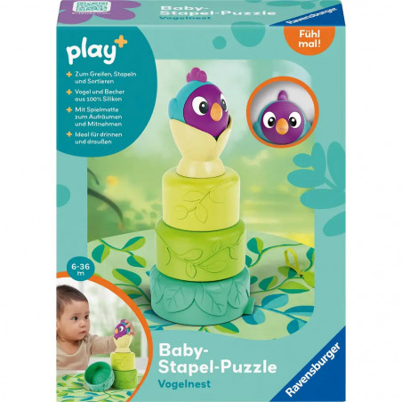 Play+ Baby-Stapel-Puzzle: Vogelnest