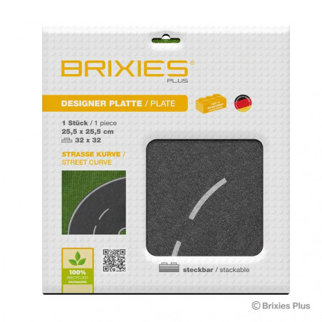 BRIXIES Bodenplatte Straße Kurve 32x32cm