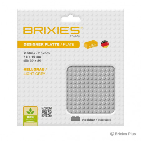 BRIXIES Bodenplatte Doppelpack hellgrau 20x20cm