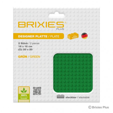 BRIXIES Bodenplatte Doppelpack grün 20x20cm