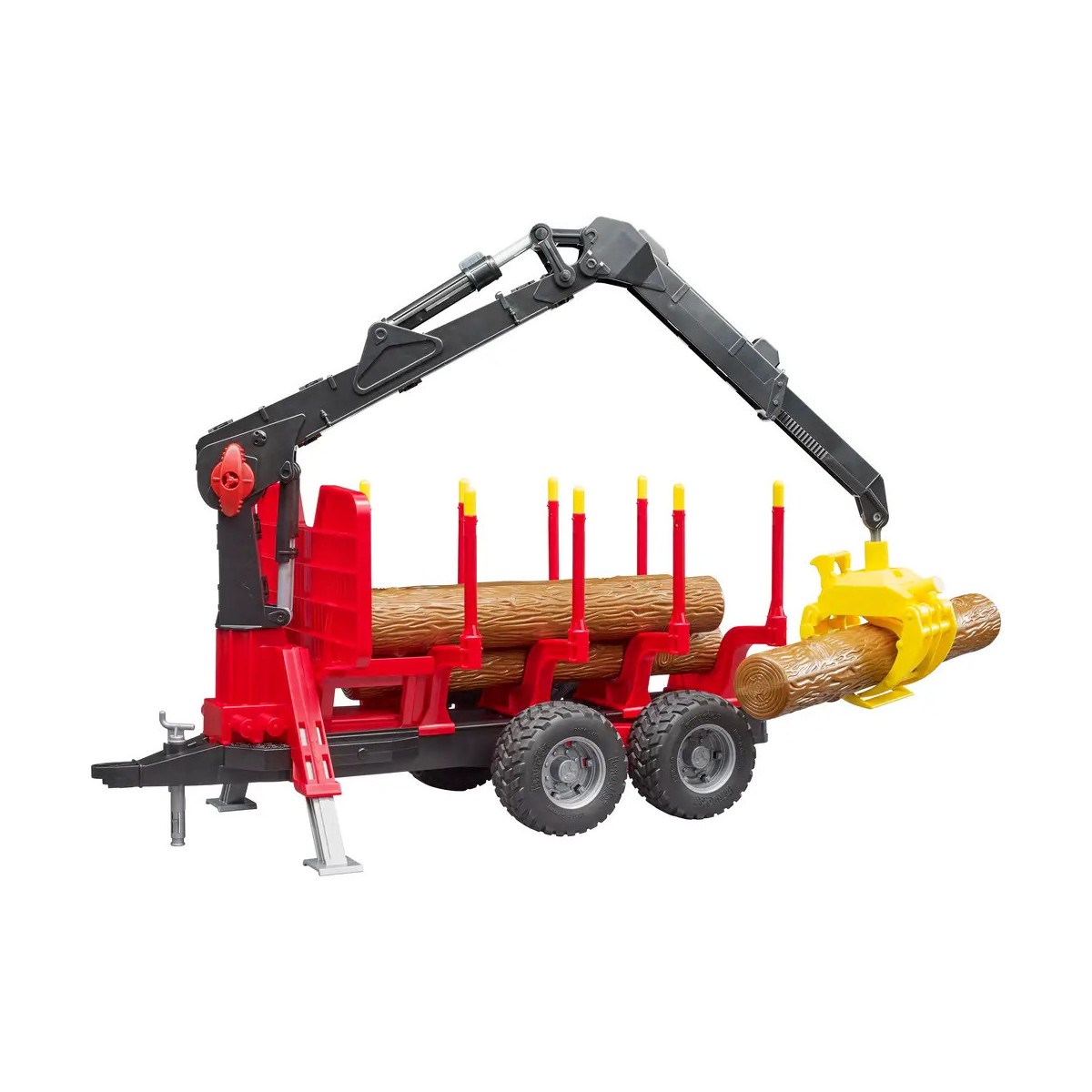 Bruder - Rückeanhänger mit Ladekran, 4 Baumstämmen und Holzgreifer