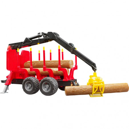 Bruder - Rückeanhänger mit Ladekran, 4 Baumstämmen und Holzgreifer