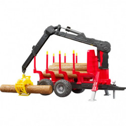 Bruder - Rückeanhänger mit Ladekran, 4 Baumstämmen und Holzgreifer