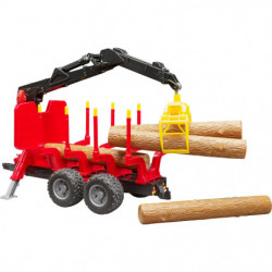 Bruder - Rückeanhänger mit Ladekran, 4 Baumstämmen und Holzgreifer