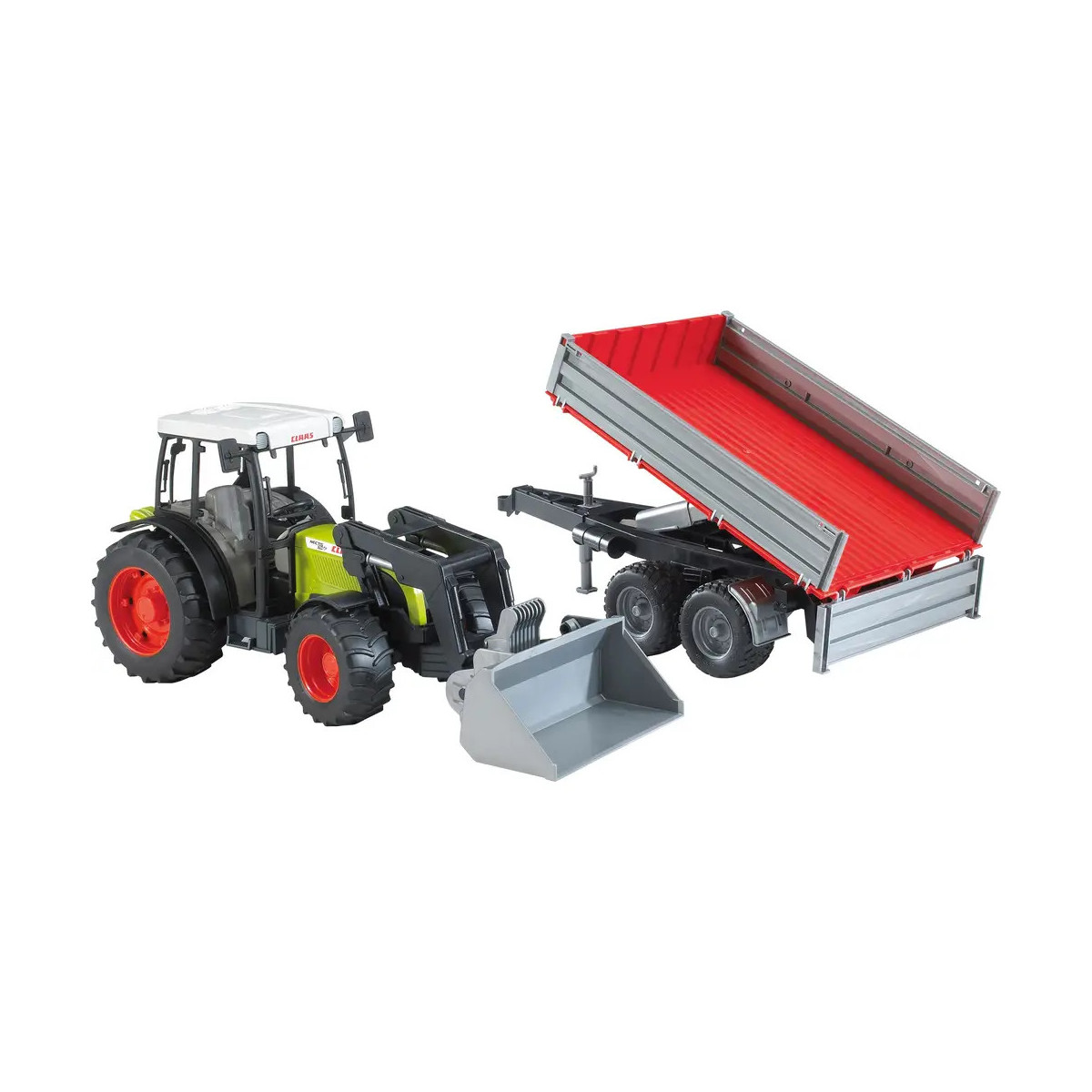 Bruder - Claas Nectis 267 F mit Frontlader und Bordwandanhänger