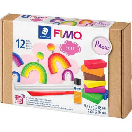 Fimo Soft Basic Set, 8 Farben, Halbblöcke à 25g