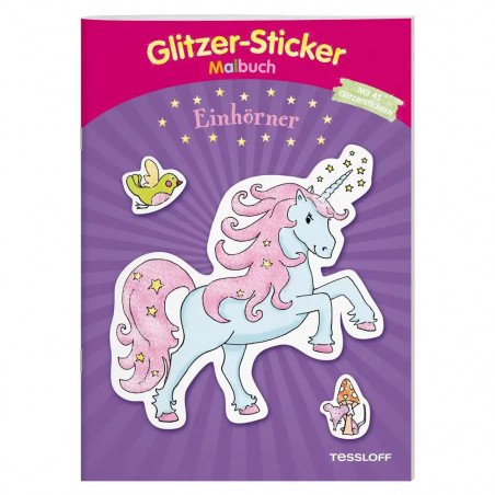Tessloff - Malen und Rätseln und mehr - Malen - Glitzer Sticker Malbuch - Einhörner