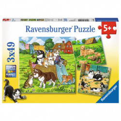 Ravensburger - Süße Katzen und Hunde, 3 x 49 Teile