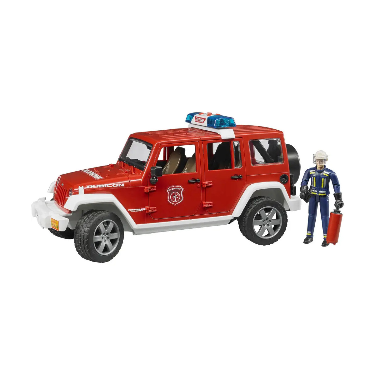 Bruder - Jeep Wrangler Rubicon Unlimited Feuerwehr-Einsatzfahrzeug und Figur