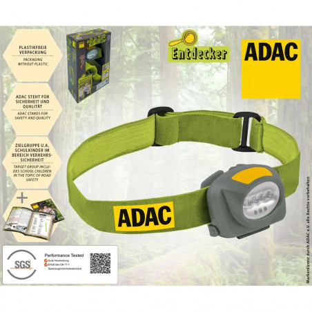 ADAC LED Stirnlampe, 7 leistungsstarke LED's, 3 Einstellunge