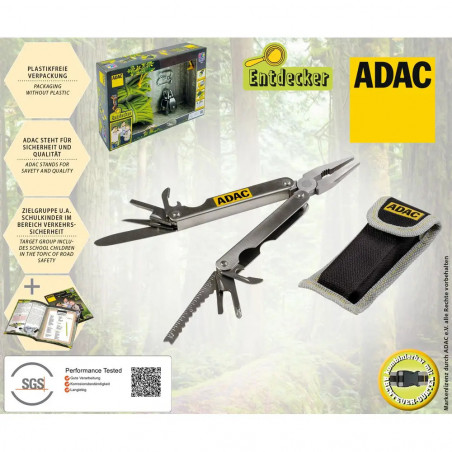 ADAC Multifunktionswerkzeug, aus rostfreiem Edelstahl mit 9