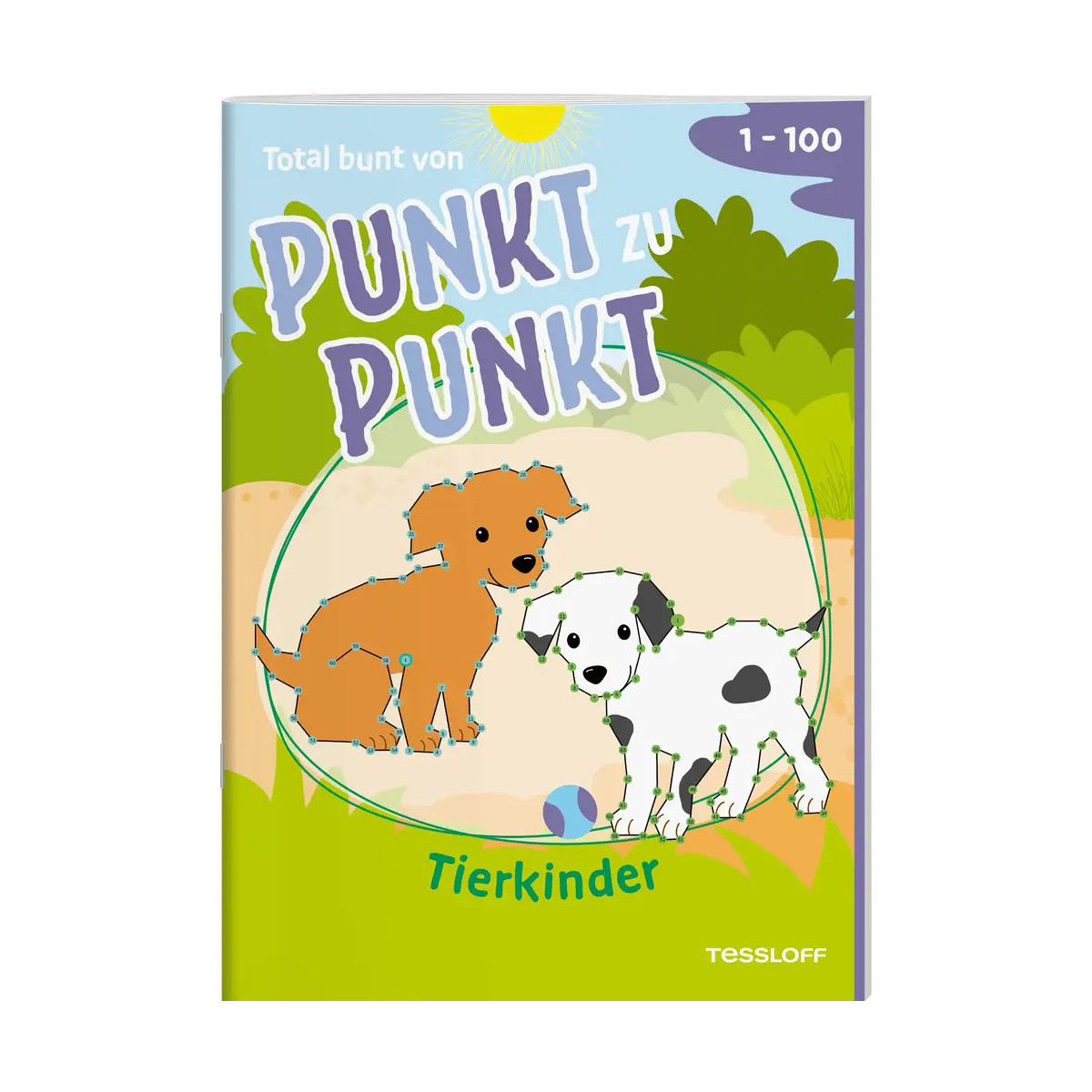 Total bunt von Punkt zu Punkt. Tierkinder. Von 1 bis 100