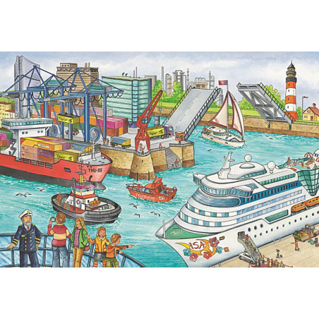 Schmidt Spiele - Verkehrsmittel, Puzzle-Box, 2x26, 2x48 Teile im Metallkoffer