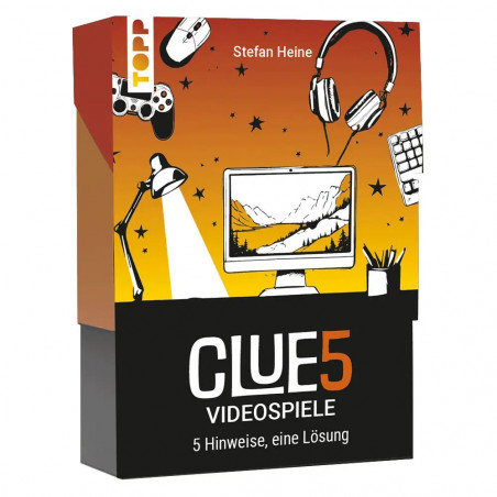 CLUE5  Videospiele. 5 Hinweise, nur eine Lösung. Das Trend-Quiz für deine Tasche