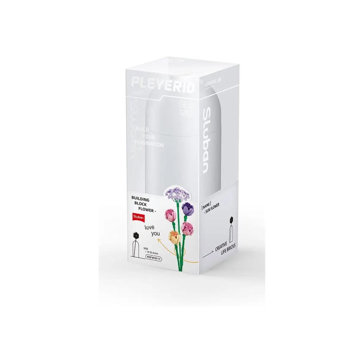Sluban Pleyerid Blume Pfingstrose mit Vase Flasche 198 St. Klemmbausteine - Bauspielzeug M38-B1101-17