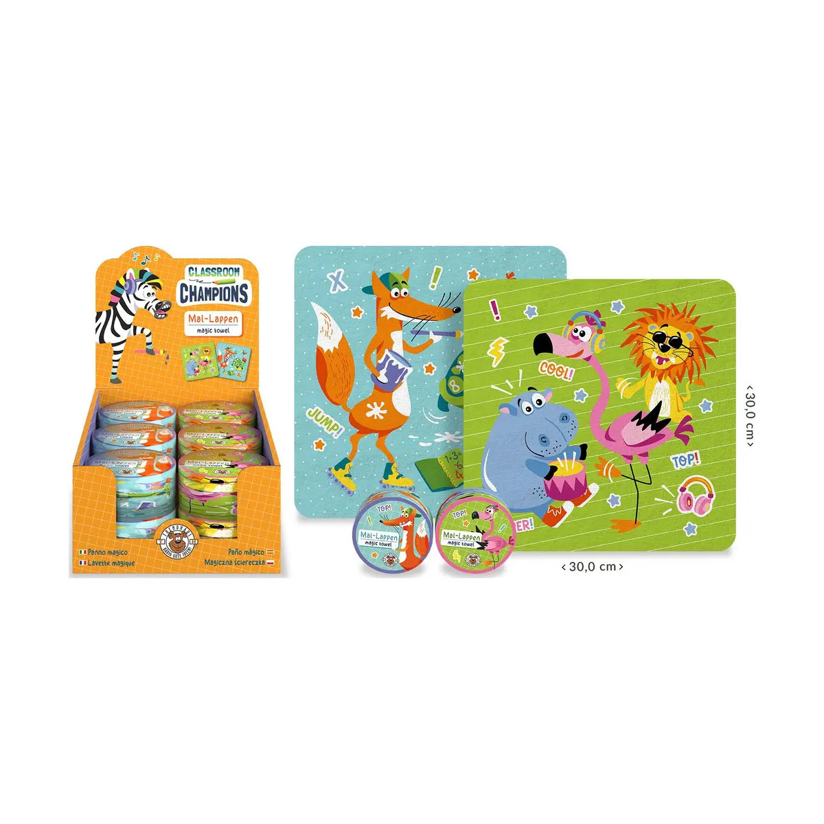 CLASS-6 Magic Towel Mal-Lappen 30 x 30cm, 2-fach sortiert Ein Zauber-Handtuch mit dem WOW-Effekt! Einfach das Handtuch