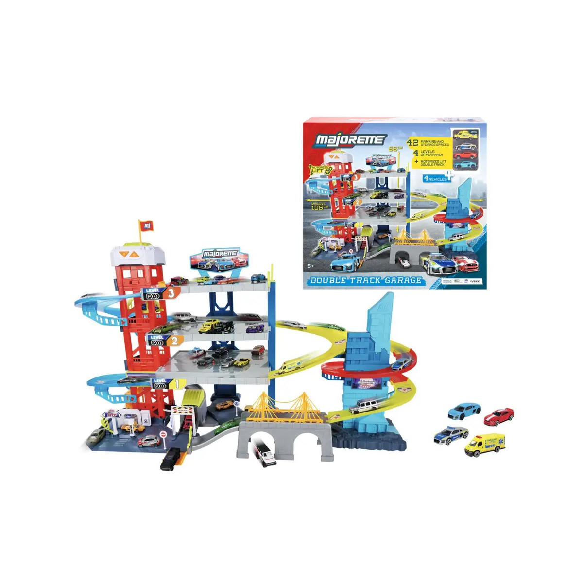 City Double Track Garage + 4 Vehicles