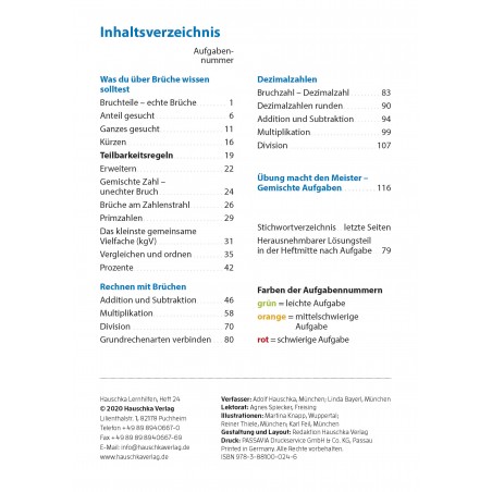 Hauschka Verlag - Bruchrechnen ab 6. Klasse, A5-Heft