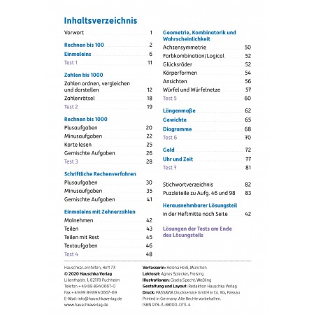 Hauschka Verlag - Mathe trainieren 3. Klasse, A5- Heft