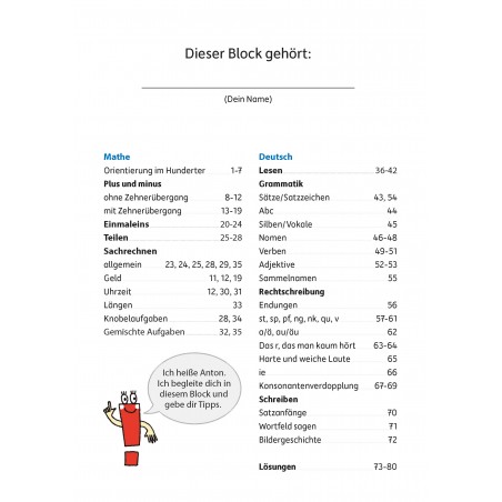 Hauschka Verlag - Quer durch die 2. Klasse, Mathe und Deutsch - A5-Übungsblock
