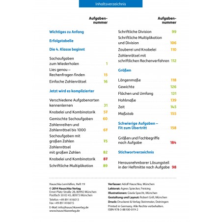 Hauschka Verlag - Textaufgaben 4. Klasse, A5-Heft