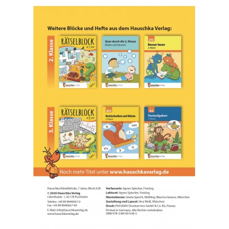 Hauschka Verlag - Rätselblock ab 7 Jahre, Band 2, A5-Block