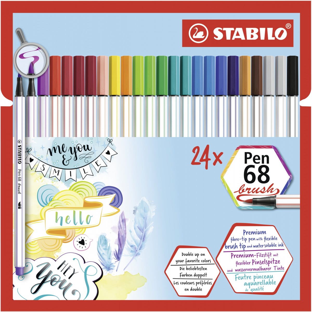 STABILO Pen 68 brush 24er Kartenetui Pinselmaler